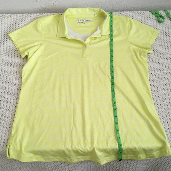 PEBBLE BEACH DRY LUX PERFORMANCE SHIRT, SIZE LARGE YELLOW - Picture 1 of 4
